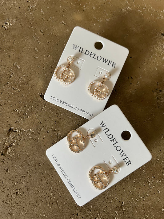 Rhinestone and pearl inspired dangle earrings