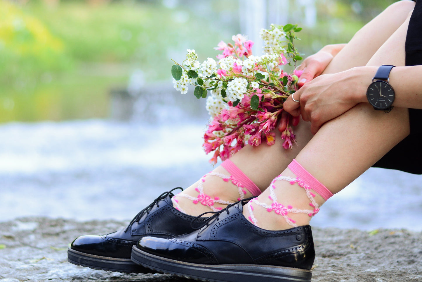 KRISTIN sheer pink socks for women