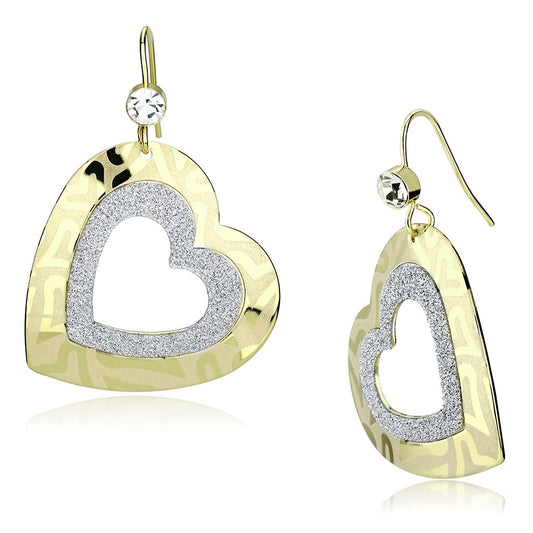 Gold Iron Earrings with Top Grade Crystal in Clear