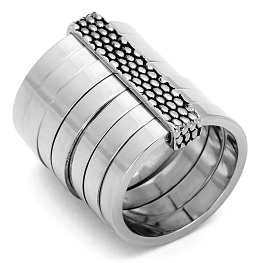 LO3014 Rhodium Brass Ring with Epoxy in Jet