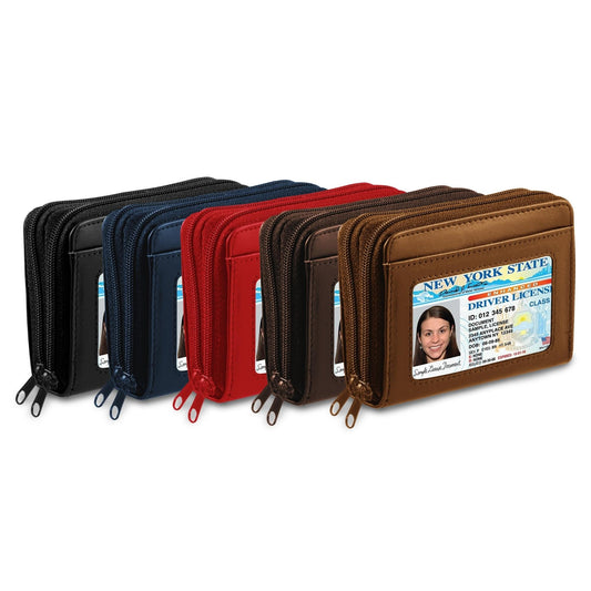 Genuine Leather Credit Card Wallet for Women w/ ID Display Window