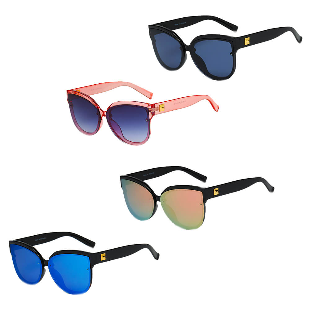 NEW ME IM Women Oversized Mirrored Cat Eye Sunglasses