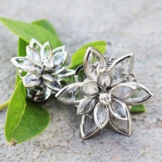 Stainless Steel Crystal Flower Screw Fit Plug