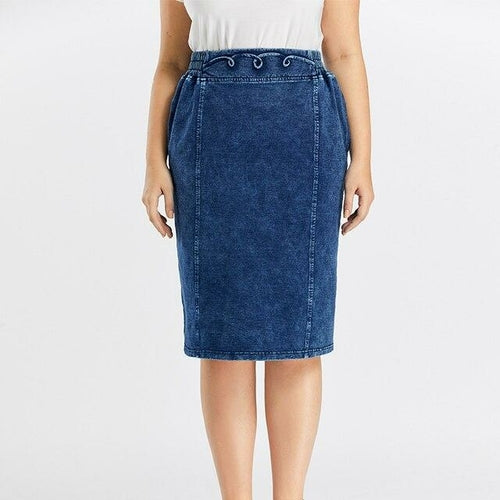 Women's Plus Size Casual Denim Skirt High Flexibility Fashion Skirt