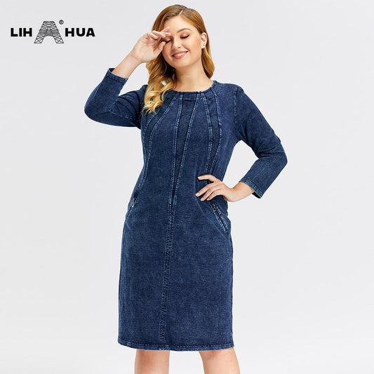 Women's Plus Size Denim Dress Premium Stretch Denim  Slim Fit Dress
