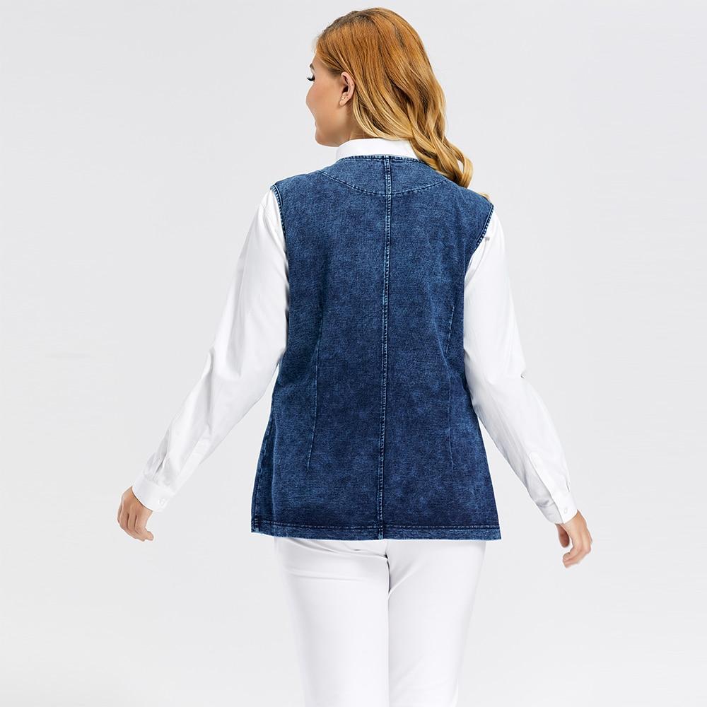 Women's Vest Plus Size Casual Denim Vest  Stockinet high flexibility