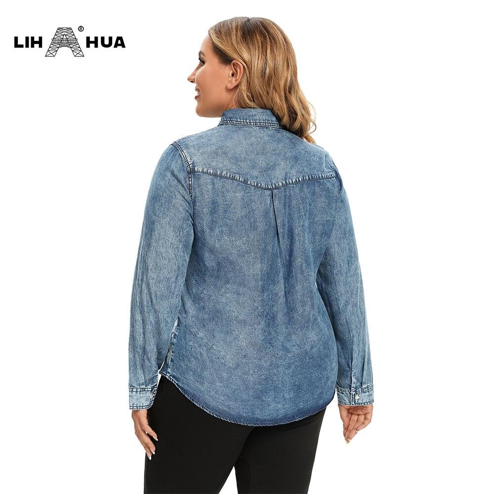 Women's Blouses Plus Size Denim Tops Shirt Summer Shirt Casual Sleeve