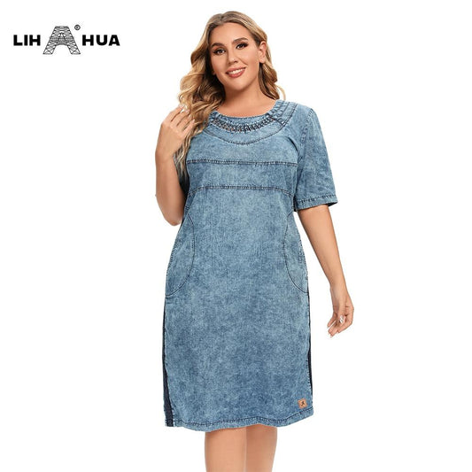 Women's Plus Size Denim Dress Summer Slim Fit Dress Casual Dress Woven