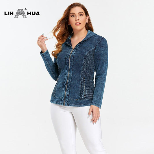 Women's Jacket Plus Size Autumn Casual Denim Jacket  High Flexibility