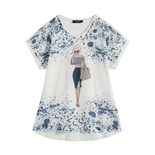 Women's Plus Size Summer Polyester Short-Sleeved T-Shirt With Stretch