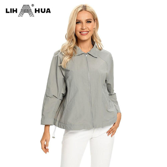 Women's Plus Size Windbreaker Short Lapel Jacket Spring And Autumn