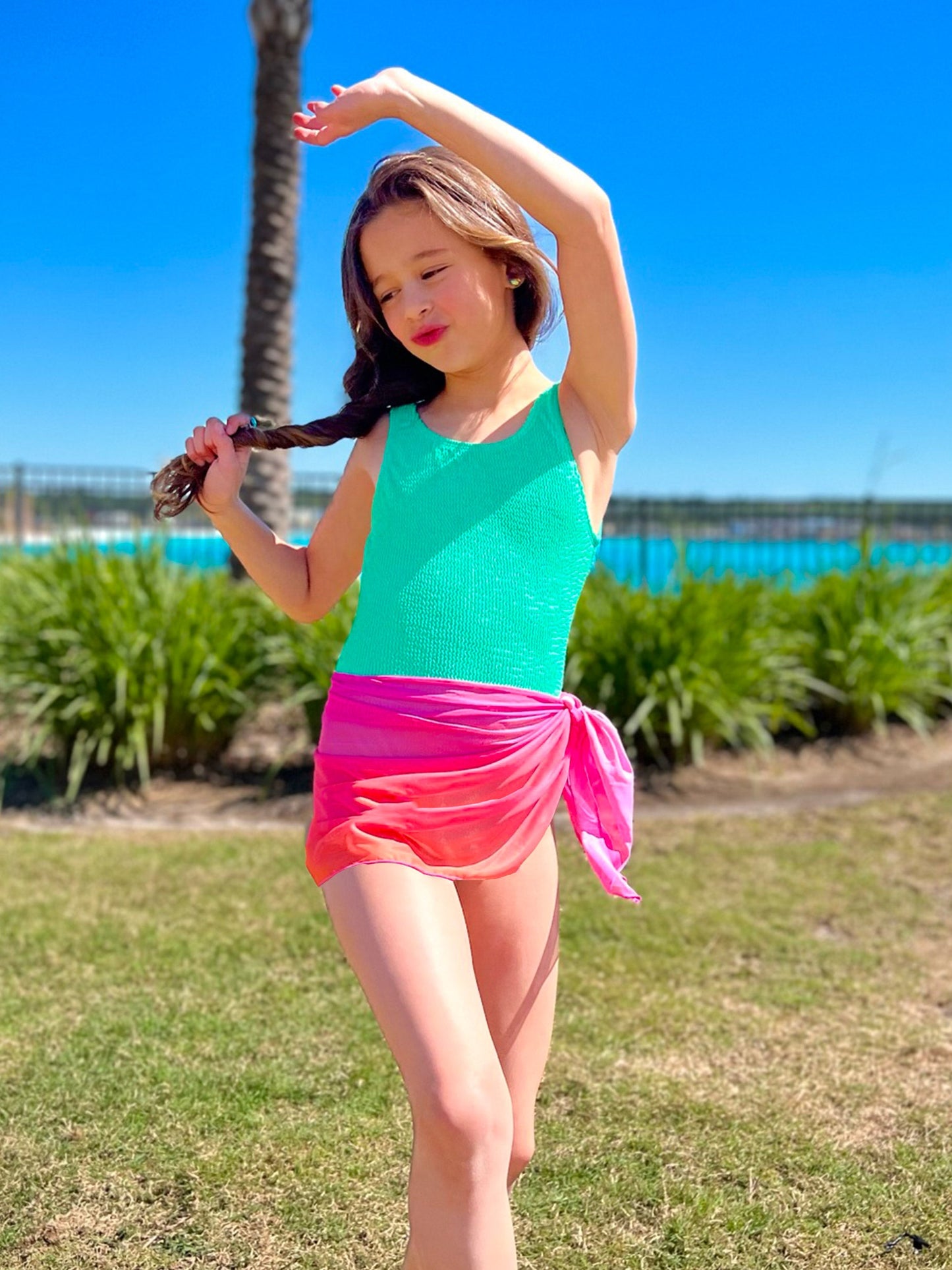 Sarong Printed Mesh Wrap Skirt