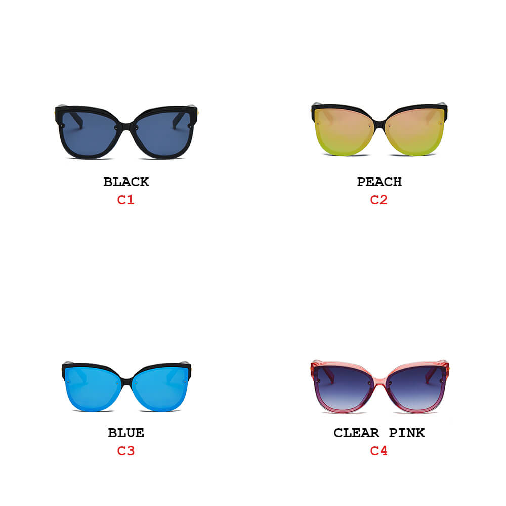 NEW ME IM Women Oversized Mirrored Cat Eye Sunglasses