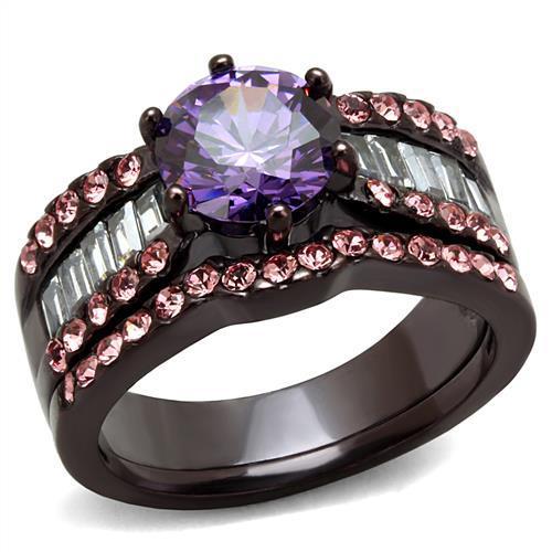IP Dark Brown (IP coffee) Stainless Steel Ring with AAA Grade