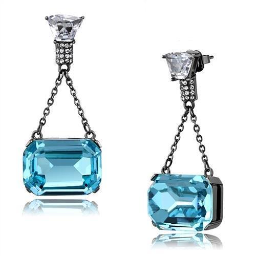 IP Light Black (IP Gun) Stainless Steel Earrings with Top