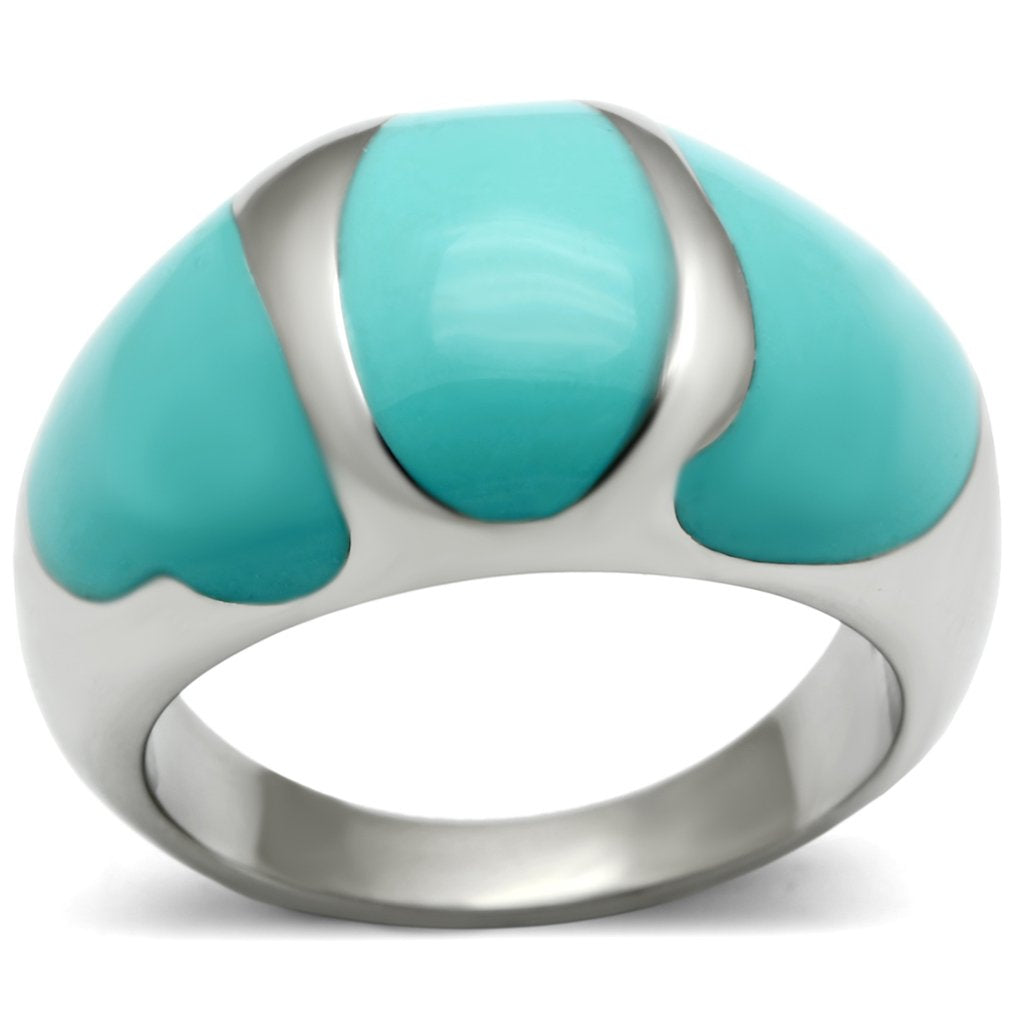 High polished (no plating) Stainless Steel Ring with Epoxy  in