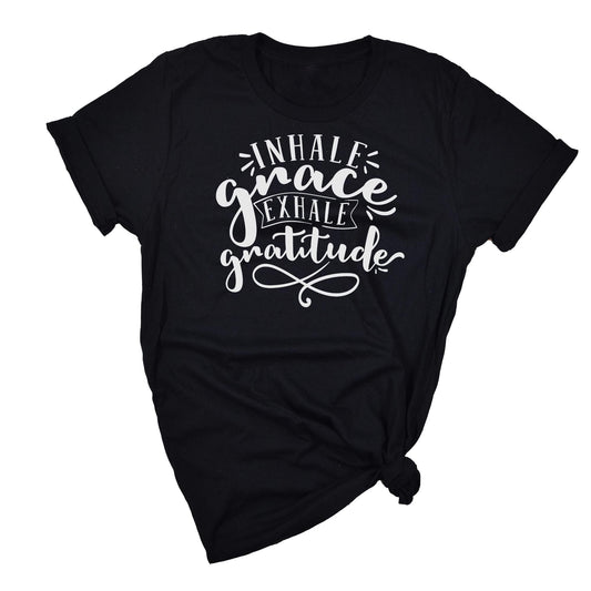 Graphic Tee, Inhale Grace Exhale Gratitude, Womens Plus Size Curvy