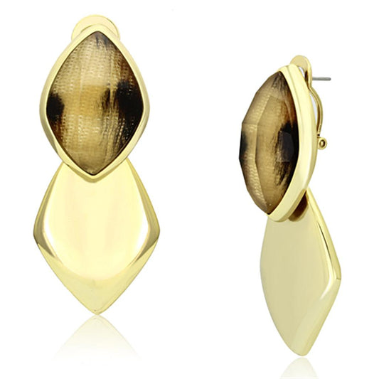 IP Gold (Ion Plating) Brass Earrings with Synthetic Synthetic